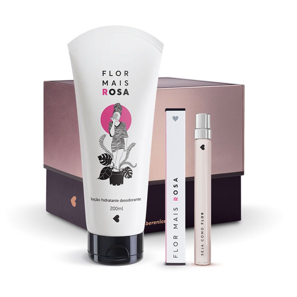 Kit Lado Rosa: Desodorante Colônia 10ml + Desodorante Loção Hidratante Corporal + Caixa Cubo G