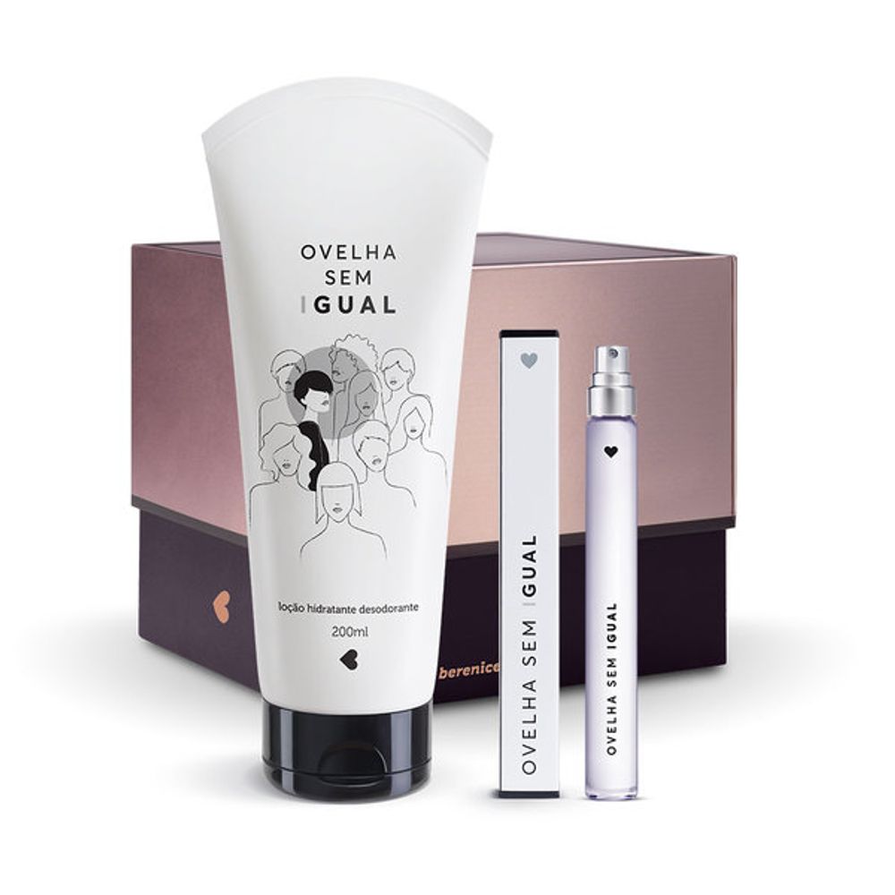Kit Ovelha Sem Igual: Desodorante Colônia 10ml + Desodorante Loção Hidratante Corporal + Caixa Cubo G